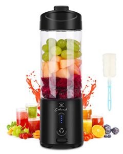 cokunst portable blender for shakes and smoothies, bpa-free 18oz portable blenders with 6 blades and type-c rechargeable, fruit veggie juicer mini portable mixer cup with ice cube tray and cleaning brush for travel sports kitchen