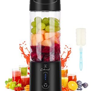 COKUNST Portable Blender for Shakes and Smoothies, BPA-Free 18Oz Portable Blenders with 6 Blades and Type-C Rechargeable, Fruit Veggie Juicer Mini Portable Mixer Cup with Ice Cube Tray and Cleaning Brush for Travel Sports Kitchen