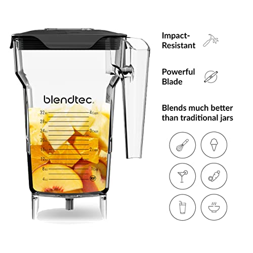 Blendtec 75 oz FourSide Jar - Four-Sided Blender Jar Compatible with Most Blendtec Blenders - 32 oz Blending Capacity - Clear