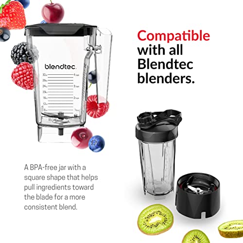 Blendtec 75 oz FourSide Jar - Four-Sided Blender Jar Compatible with Most Blendtec Blenders - 32 oz Blending Capacity - Clear
