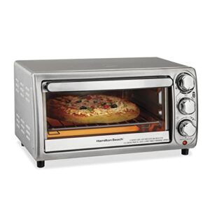 hamilton beach 4-slice countertop toaster oven with bake pan, stainless steel (31143)