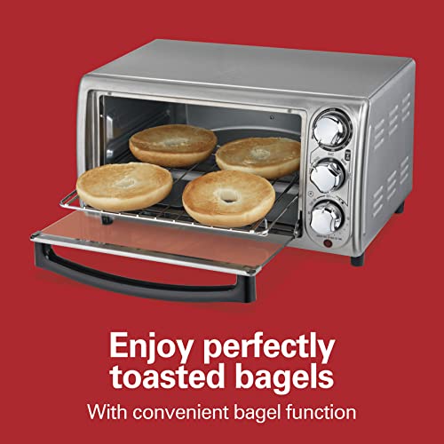 Hamilton Beach 4-Slice Countertop Toaster Oven with Bake Pan, Stainless Steel (31143)