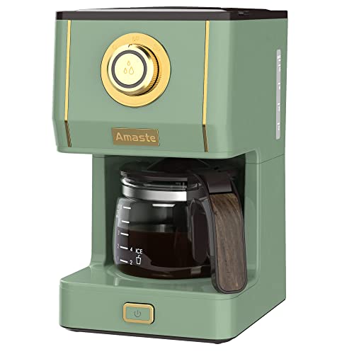 Amaste Drip Coffee Maker, Coffee Machine with 25 Oz Glass Coffee Pot, Retro Style Coffee Maker with Reusable Coffee Filter & Three Brewing Modes, 30minute-Warm-Keeping, Matcha Green