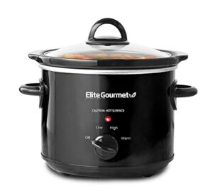 elite gourmet mst-350b# electric slow cooker, adjustable temp, entrees, sauces, stews & dips, dishwasher safe glass lid & crock (3 quart, black)