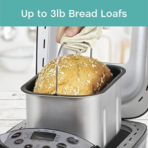 West Bend Hi-Rise Bread Maker Programmable Horizontal Dual Blade with 12 Programs Including Gluten Free, 3-Pound, Gray