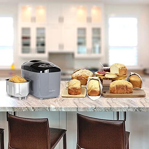 West Bend Hi-Rise Bread Maker Programmable Horizontal Dual Blade with 12 Programs Including Gluten Free, 3-Pound, Gray