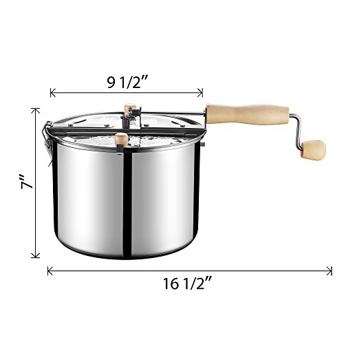 Great Northern Popcorn Original Stainless Steel Stove Top 6-1/2-Quart Popcorn Popper