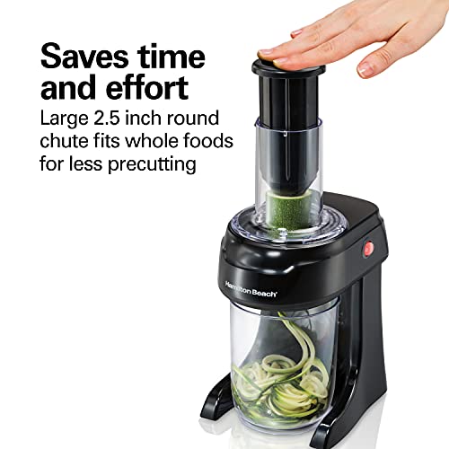 Hamilton Beach 3-in-1 Electric Vegetable Spiralizer & Slicer With 3 Cutting Cones for Veggie Spaghetti, Linguine, and Ribbons, 6-Cups, Black,70930