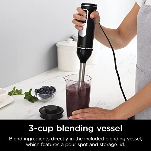 Ninja CI101 Foodi Power Mixer System, 750-Peak-Watt Immersion Blender and Hand Mixer, EasyGlide Beaters, Whisk, 3-Cup Blending Vessel, Black