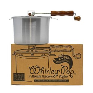 original whirley-pop popcorn popper – silver- with good time guide