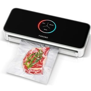 fresko full automatic vacuum sealer machine for seal a meal, led touch food sealer with bags, etl certified (white)