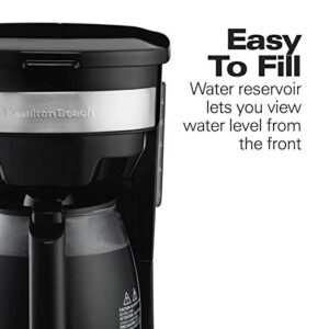 Hamilton Beach 12 Cup Programmable Drip Coffee Maker with 3 Brew Options, Glass Carafe, Auto Pause and Pour, Black with Stainless Accents (46299)