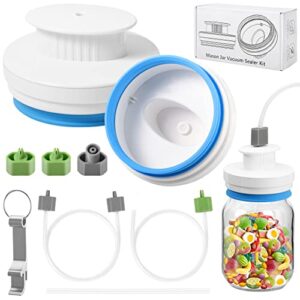 jar sealer kits for foodsaver vacuum sealer – upgrade canning sealer set with hoses for mason jars with regular and wide mouth, additional connectors compatible with all foodsaver sealers (white)