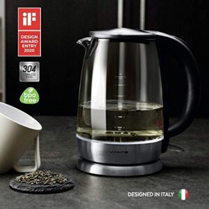 Glass Electric Tea Kettle. Fast Water Boiler. BPA-FREE Stainless Steel & Borosilicate Glass. Designed in Italy. 8 Cups Capacity. 1.7 Liters by Vianté