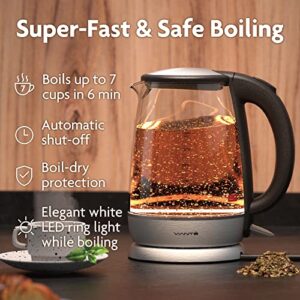 Glass Electric Tea Kettle. Fast Water Boiler. BPA-FREE Stainless Steel & Borosilicate Glass. Designed in Italy. 8 Cups Capacity. 1.7 Liters by Vianté