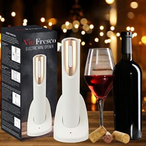 Vin Fresco Electric Wine Opener with Charging Base & Foil Cutter - Automatic Wine Bottle Opener - Electric Corkscrew Wine Opener - Electric Wine Bottle Opener Rechargeable Wine Gift for Wine Lovers