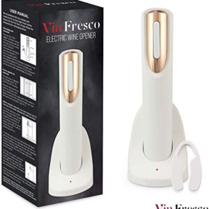 Vin Fresco Electric Wine Opener with Charging Base & Foil Cutter - Automatic Wine Bottle Opener - Electric Corkscrew Wine Opener - Electric Wine Bottle Opener Rechargeable Wine Gift for Wine Lovers