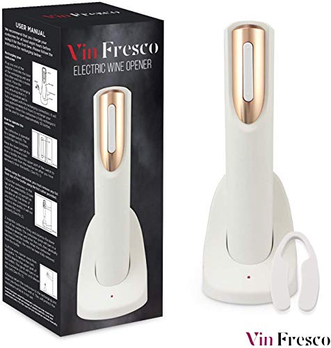 Vin Fresco Electric Wine Opener with Charging Base & Foil Cutter - Automatic Wine Bottle Opener - Electric Corkscrew Wine Opener - Electric Wine Bottle Opener Rechargeable Wine Gift for Wine Lovers