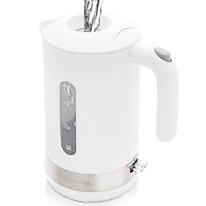 ovente electric kettle, 1.8 liter with prontofill lid, 1500 watt bpa-free fast heating element with auto shut-off & boil dry protection, instant hot water boiler for coffee & tea, white kp413w