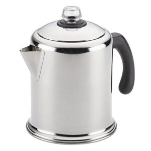 farberware 47053 classic stainless steel yosemite 12-cup coffee percolator, 12 cup coffee maker, silver