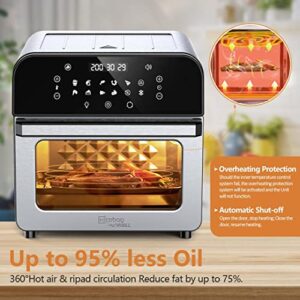 Air Fryer Oven,Whall 12QT 12-in-1 Air Fryer Convection Oven,Rotisserie,Roast,Bake,Dehydrate,12 Cooking Presets,Digital Touchscreen,Stainless Steel,with Accessories&Recipes