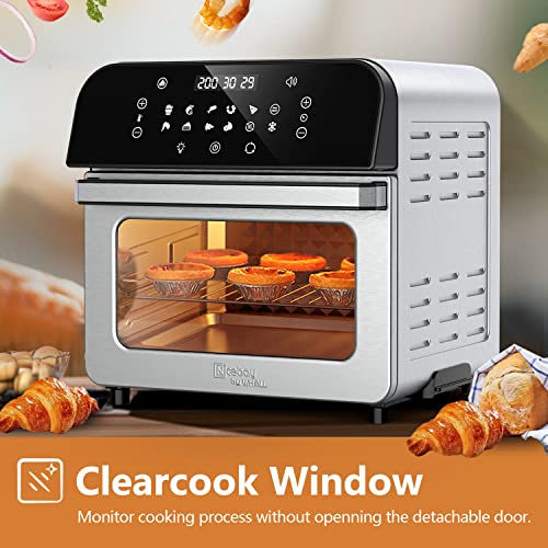 Air Fryer Oven,Whall 12QT 12-in-1 Air Fryer Convection Oven,Rotisserie,Roast,Bake,Dehydrate,12 Cooking Presets,Digital Touchscreen,Stainless Steel,with Accessories&Recipes