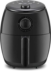 elite gourmet eaf-0201 personal 2.1 qt. compact space saving electric hot air fryer oil-less healthy cooker, timer & temperature controls, 1000w