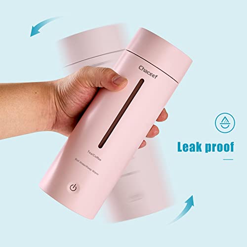 CHACEEF Travel Electric Kettle, 350ml Small Portable Kettle with Non-stick Coating, BPA Free, 3 Colors LED Water Boiler with Keep Warm Function, Fast Boil and Auto Shut Off Hot Water Kettle, Pink