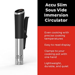 Instant Accu Slim Sous Vide 800W Precision Cooker, Immersion Circulator, From the Makers of Instant Pot, Ultra-Quiet Fast-Heating with Big Touchscreen Accurate Temperature and Time Control, Waterproof