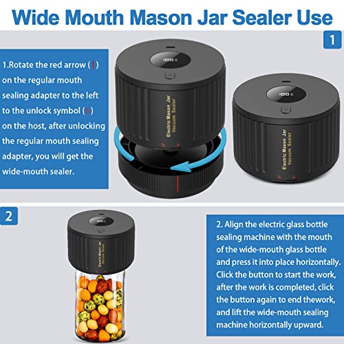 Electric Mason Jar Vacuum Sealer Kit for Wide Mouth and Regular Mouth Mason Jars