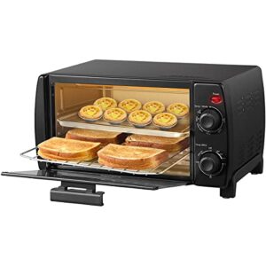 comfee’ 4 slice small toaster oven countertop, retro compact design, multi-function with 30-minute timer, bake, broil, toast, 1000 watts, 2-rack capacity, black (cfo-bb101)