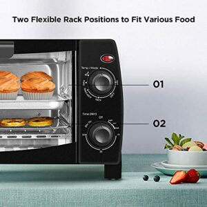 COMFEE' 4 Slice Small Toaster Oven Countertop, Retro Compact Design, Multi-Function with 30-Minute Timer, Bake, Broil, Toast, 1000 Watts, 2-Rack Capacity, Black (CFO-BB101)