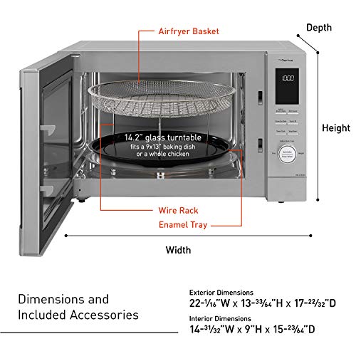 Panasonic HomeChef 4-in-1 Microwave Oven with Air Fryer, Convection Bake, FlashXpress Broiler, Inverter Microwave Technology, 1000W, 1.2 cu ft with Easy Clean Interior - NN-CD87KS (Stainless Steel)