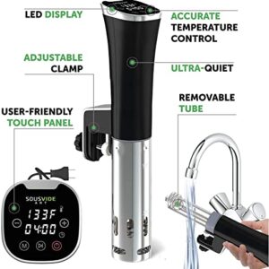 SOUSVIDE ART Precision Cooker Kit | 1000W STANDARD Sous Vide Machine Immersion Cookers Circulator | 15 Vacuum Seal Bags, Vacuum Pump, Digital Timer, & Temperature Control | All In One Sous Vide Machines