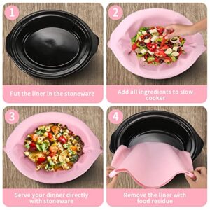 OUTXE 3 Pack Silicone Slow Cooker Liners Reusable Fit 6-8 Quarts Crockpot Leakproof & Easy Clean Bags Liners for Oval or Round Pot