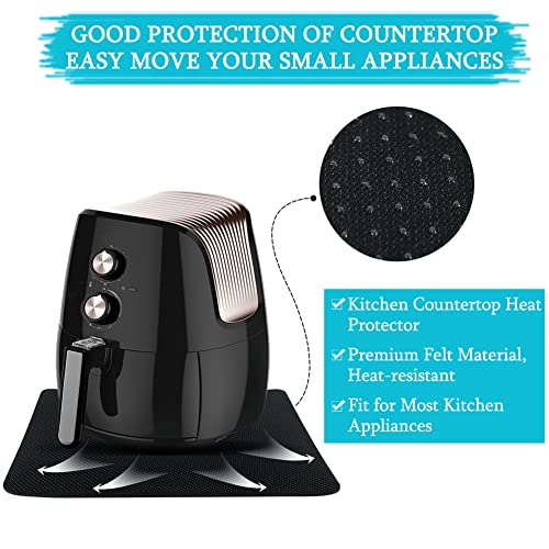 BYKITCHEN Heat Resistant Mat for Air Fryer, 3pcs Air Fryer Mat with Appliance Sliders Function, Kitchen Countertop Protector Appliance Slider Mat for Air Fryer, Coffee Maker, Blender and More
