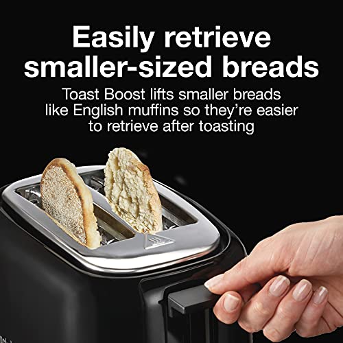 Proctor Silex 2-Slice Toaster with Extra Wide Slots for Bagels, Cool-Touch Walls, Shade Selector, Toast Boost, Auto Shut-off and Cancel Button, Black (22305)