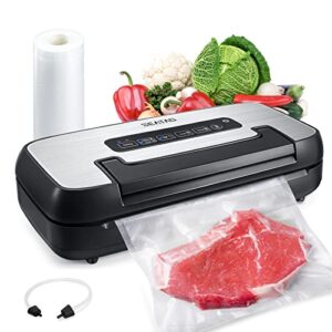 seatao vh5156 vacuum sealer, handle lock design, over 200 continuous uses without overheating, 80kpa multifunctional commercial and home vacuum food sealer vacuum sealers with built-in roll storage and cutter starter kit