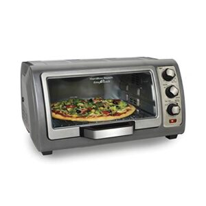 hamilton beach countertop toaster oven, easy reach with roll-top door, 6-slice, convection (31123d), silver