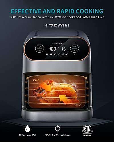 Ultrean Air Fryer, 9 Quart 6-in-1 Electric Hot XL Airfryer Oven Oilless Cooker, Large Family Size LCD Touch Control Panel and Nonstick Basket, ETL Certified, 1750W
