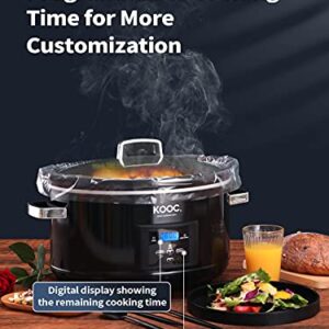 KOOC 8.5-Quart Programmable Slow Cooker, Larger than 8 Quart, More Practical than 10 Quart, with Digital Countdown Timer, Free Liners Included for Easy Clean-up, Upgraded Ceramic pot, Adjustable Temp, Nutrient Loss Reduction, Black, Oval…