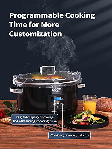 KOOC 8.5-Quart Programmable Slow Cooker, Larger than 8 Quart, More Practical than 10 Quart, with Digital Countdown Timer, Free Liners Included for Easy Clean-up, Upgraded Ceramic pot, Adjustable Temp, Nutrient Loss Reduction, Black, Oval…