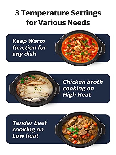 KOOC 8.5-Quart Programmable Slow Cooker, Larger than 8 Quart, More Practical than 10 Quart, with Digital Countdown Timer, Free Liners Included for Easy Clean-up, Upgraded Ceramic pot, Adjustable Temp, Nutrient Loss Reduction, Black, Oval…