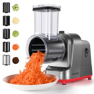 Electric Cheese Grater, 250W Professional Electric Slicer Shredder, Electric Salad Machine for Fruits, Vegetables, Cheeses, Salad Maker with 5 Free Attachments, Upgraded in 2023