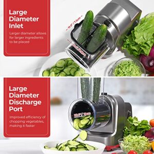 Electric Cheese Grater, 250W Professional Electric Slicer Shredder, Electric Salad Machine for Fruits, Vegetables, Cheeses, Salad Maker with 5 Free Attachments, Upgraded in 2023