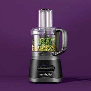 nutribullet NBP50100 Food Processor 450-Watts with 7-Cup Capacity and Stainless Steel Slice, Shred, Chop and Dough Attachments, Black