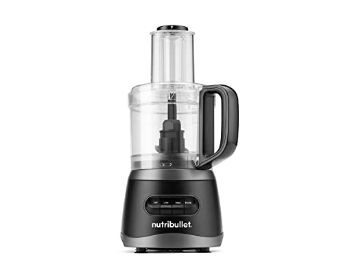 nutribullet NBP50100 Food Processor 450-Watts with 7-Cup Capacity and Stainless Steel Slice, Shred, Chop and Dough Attachments, Black