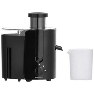 amazon basics wide-mouth, 2-speed centrifugal juicer with juice jug and pulp container, black