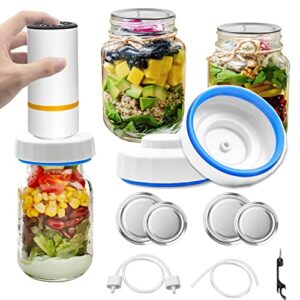 Electric Mason Jar Vacuum Sealer Kit ,Handheld Food Vacuum Sealer and Accessory Hose Set for Food Storage with Regular & Wide Mouth Mason Jars ,Kitchen Tools