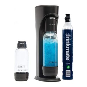 drinkmate omnifizz sparkling water and soda maker, carbonates any drink, special bundle – includes 60l co2 cylinder, two carbonation bottles, and fizz infuser, matte black